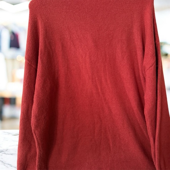LOFT Red Buttoned V-Neck Sweater - Picture 3 of 6